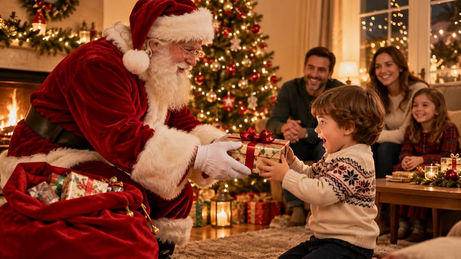 entrega regalos papa noel casa